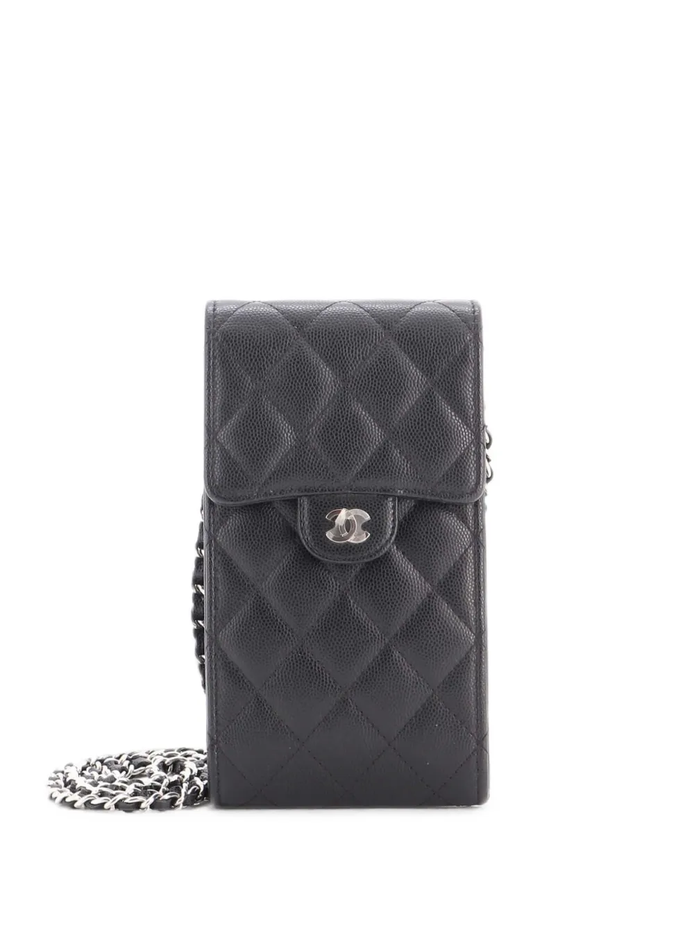 CHANEL Pre-Owned CC Flap Phone Holder Crossbody Bag Quilted Caviar clutch bag - Nero