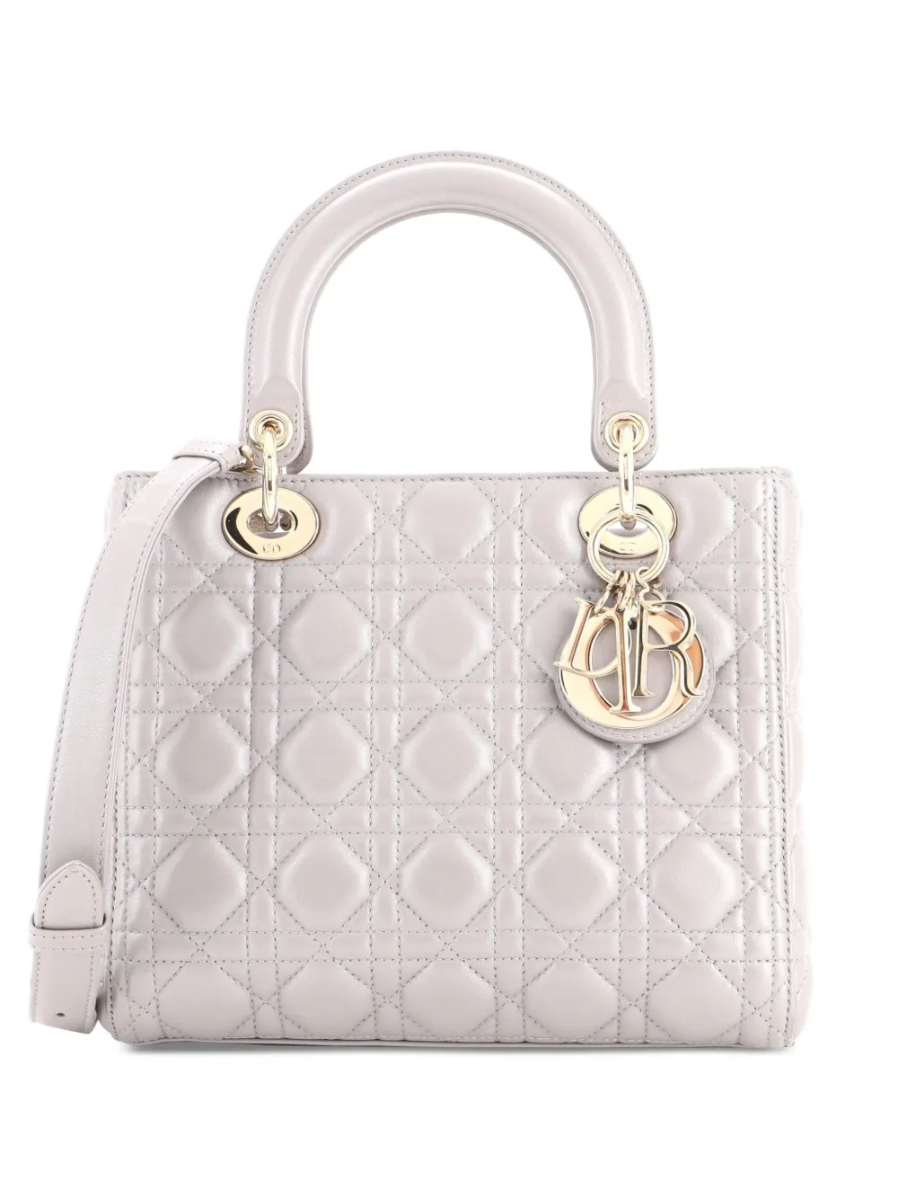 Christian Dior Pre-Owned Mittelgroße Lady Dior Bag Cannage Quilt Satchel-Tasche - Grau