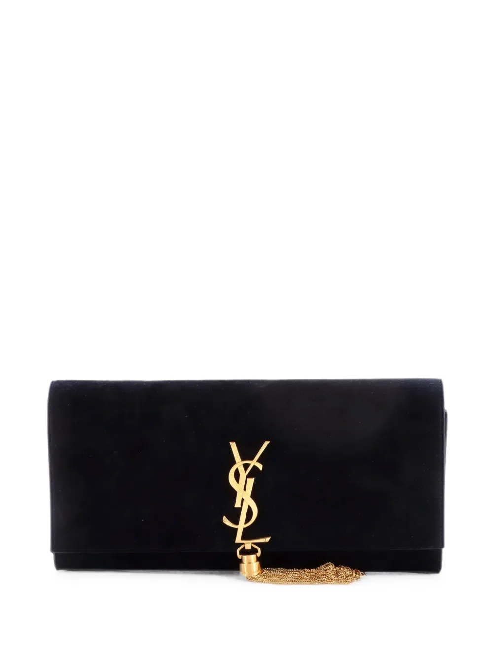 Saint Laurent Pre-Owned pochette longue en daim à motif monogrammé - Noir