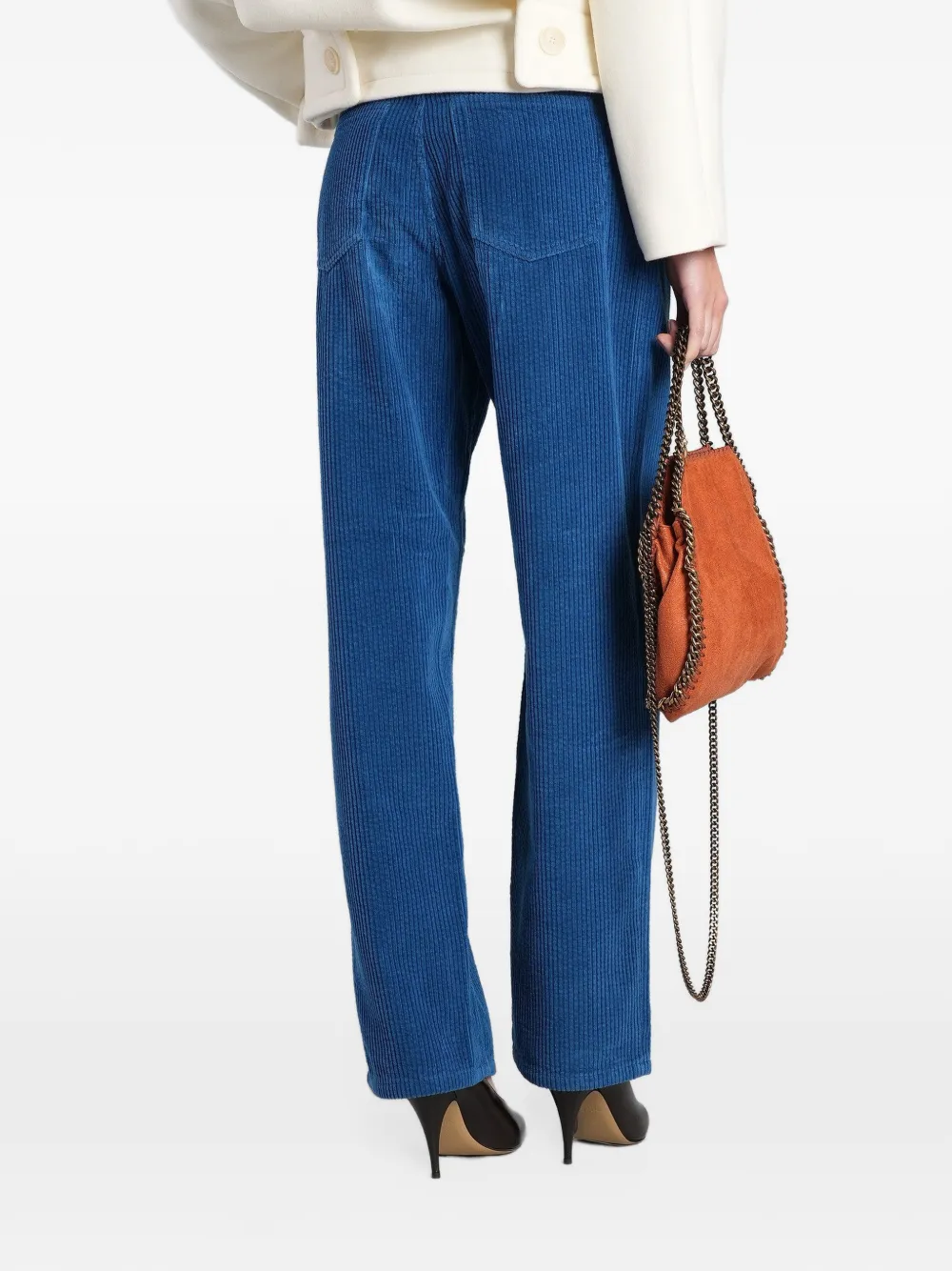 Stella McCartney corduroy-effect straight-leg trousers Blauw