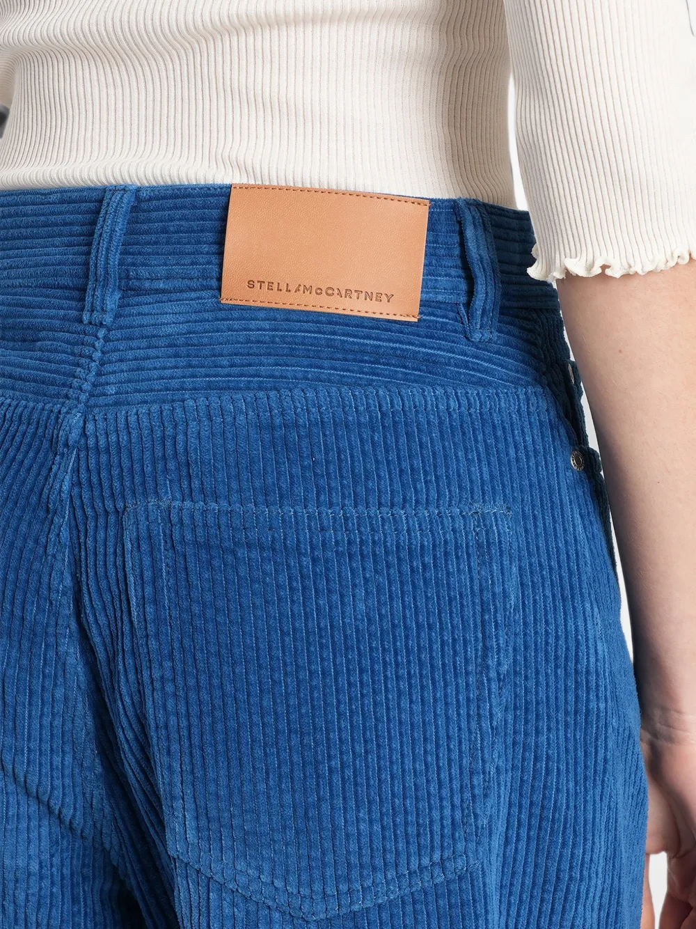 Stella McCartney corduroy-effect straight-leg trousers Blauw