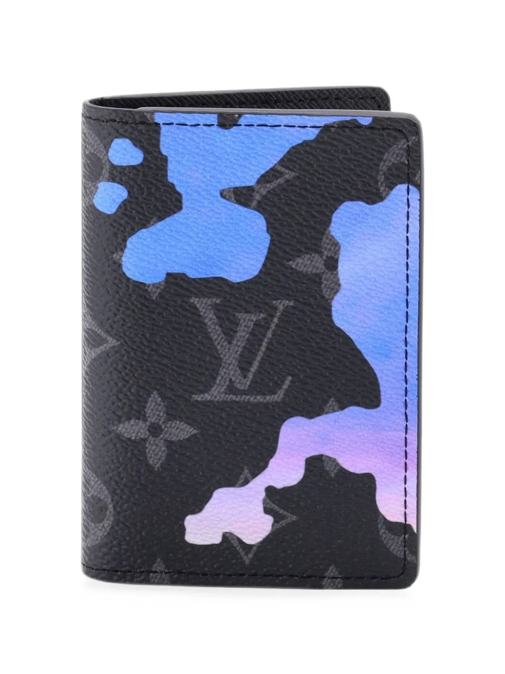 Pre-owned Louis Vuitton Pocket Organizer Sunrise Monogram Eclipse Canvas Card Holder In Black