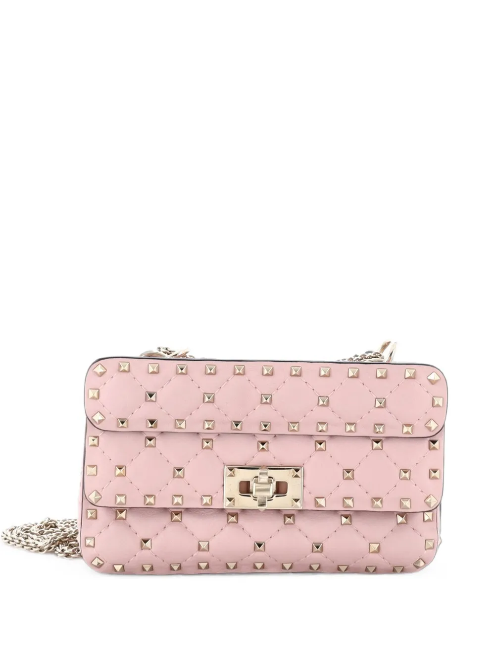 Valentino Garavani Pre-Owned Kleine Rockstud Spike Flap Umhängetasche aus Leder mit Steppung - Rosa