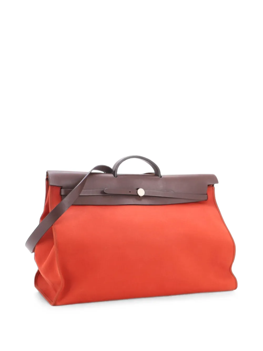 Hermès Pre-Owned Herbag Satchel-Tasche aus Leder und Toile mit Reißverschluss 50cm - Braun