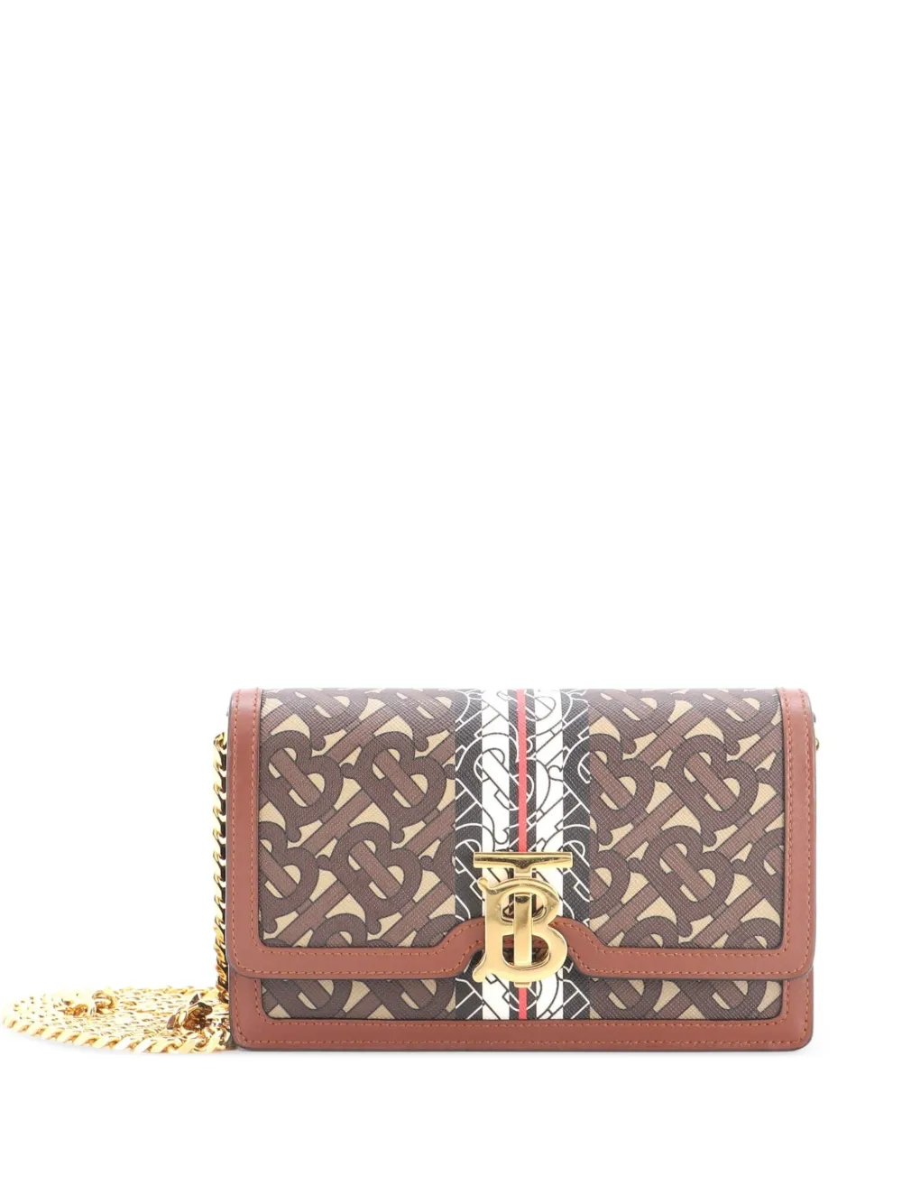 Burberry Pre-Owned Kleine TB FSchultertasche aus Monogramm-E-Canvas - Braun