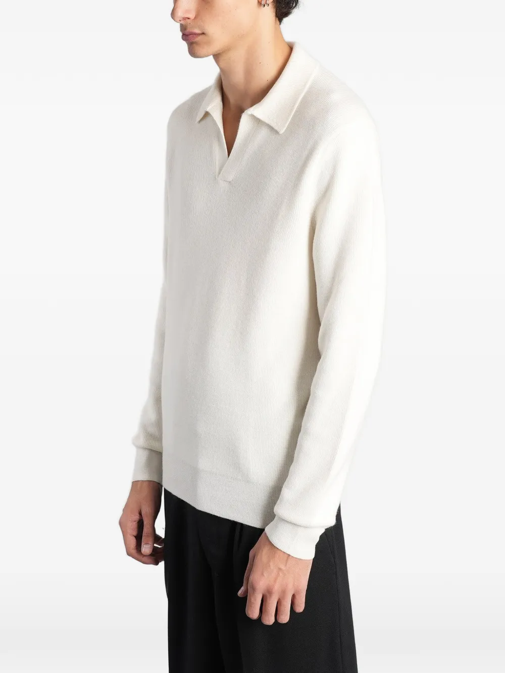 Tagliatore fine-knit long-sleeve polo shirt Wit