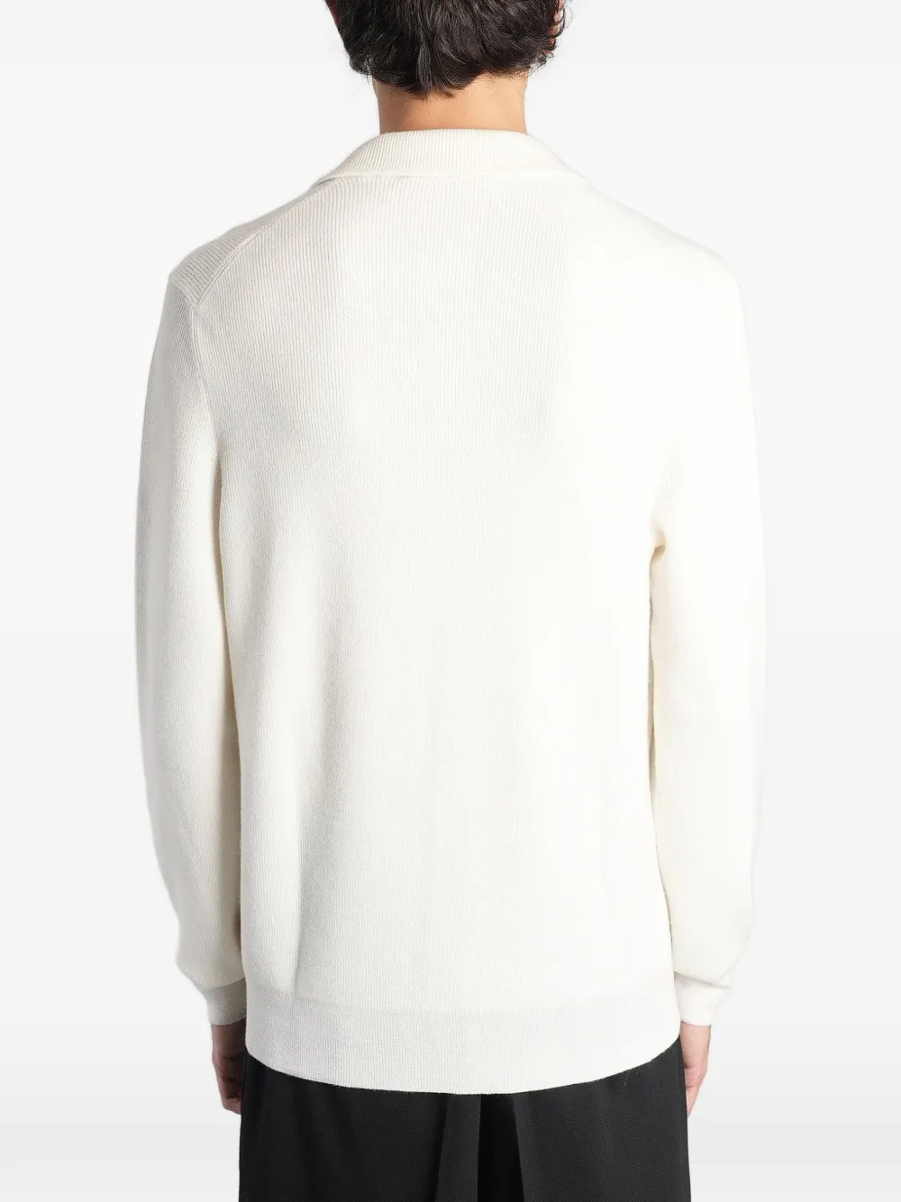 Tagliatore fine-knit long-sleeve polo shirt Wit
