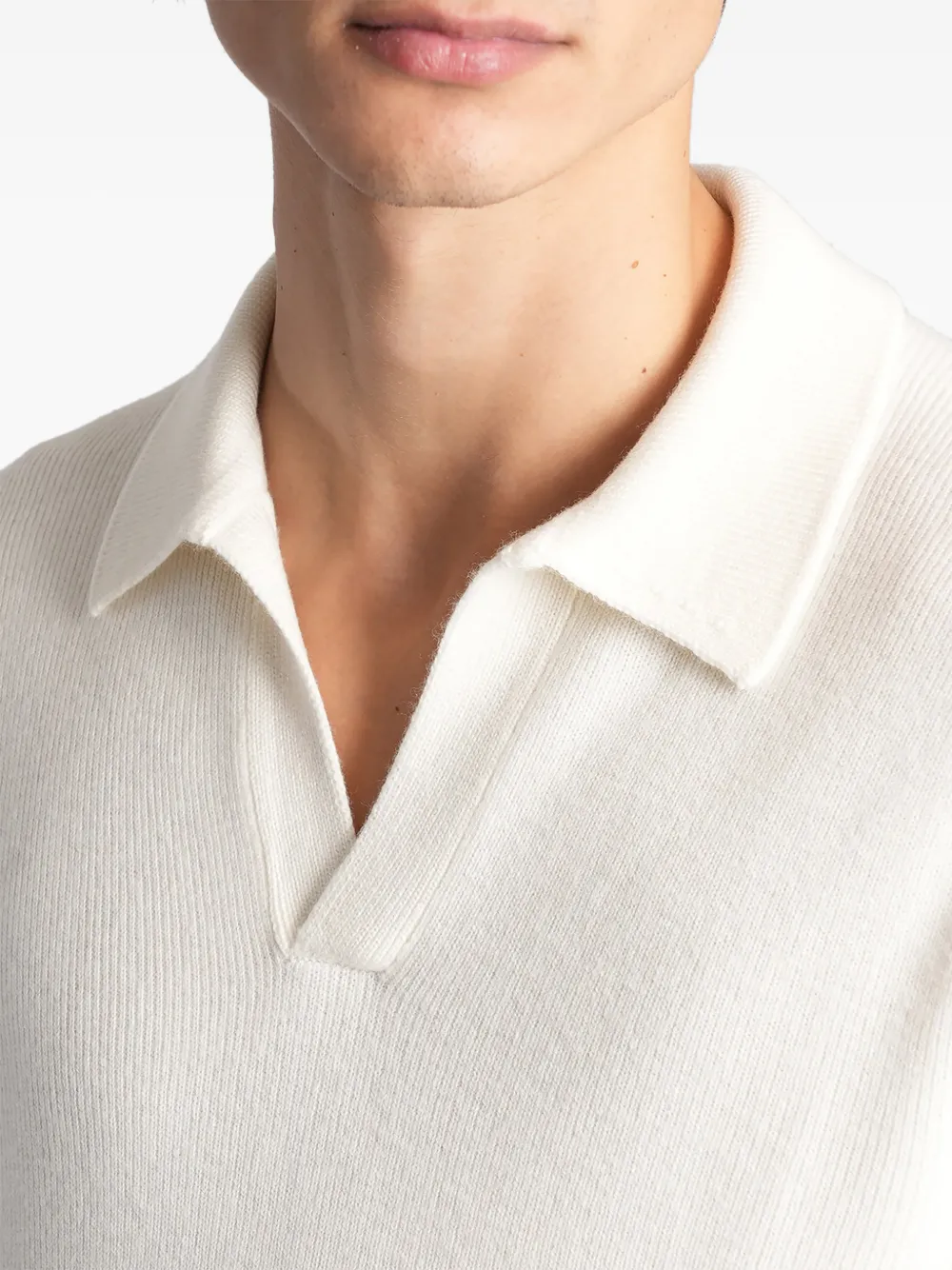 Tagliatore fine-knit long-sleeve polo shirt Wit