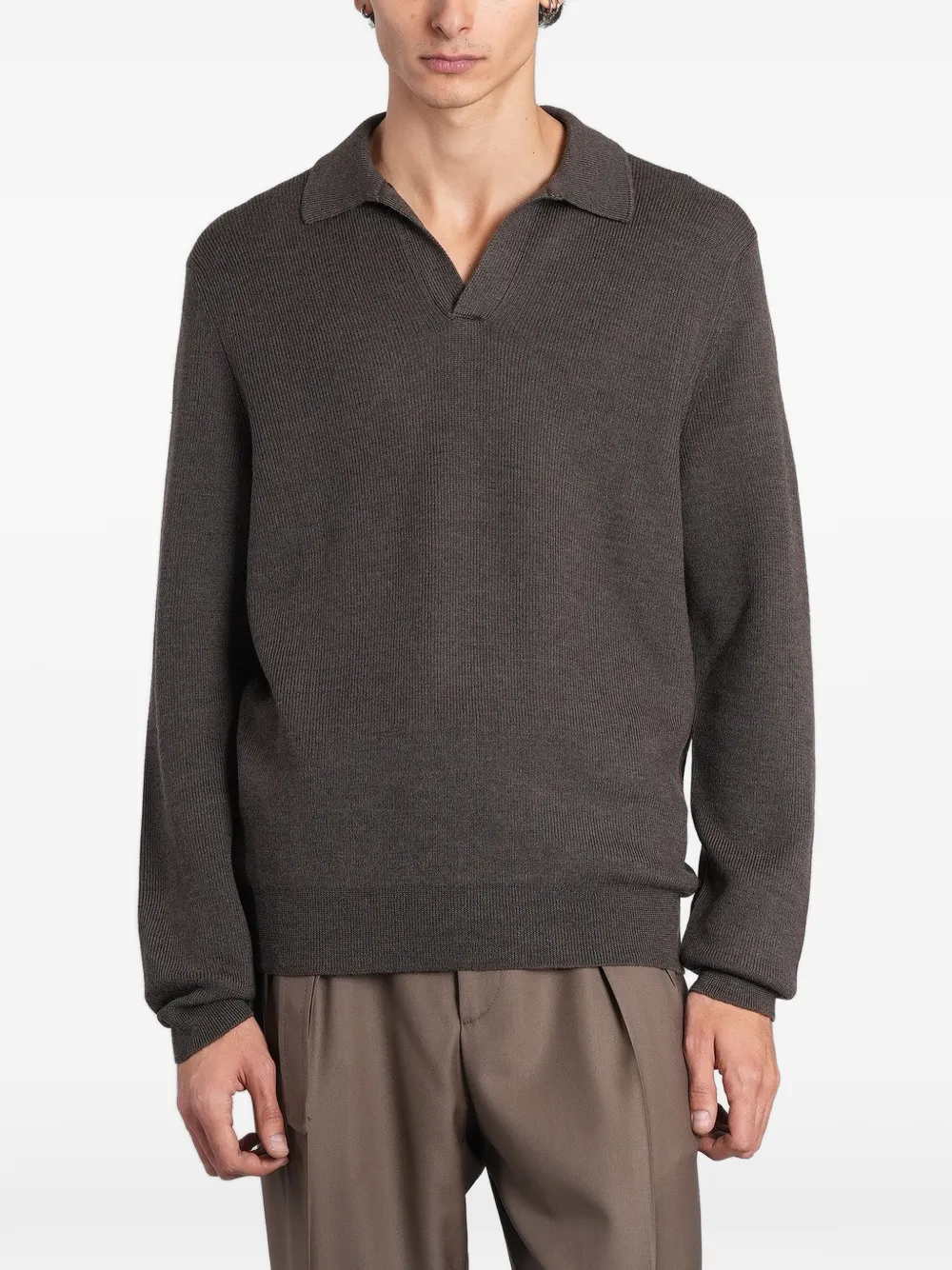 Tagliatore ribbed-knit long-sleeve T-shirt Bruin
