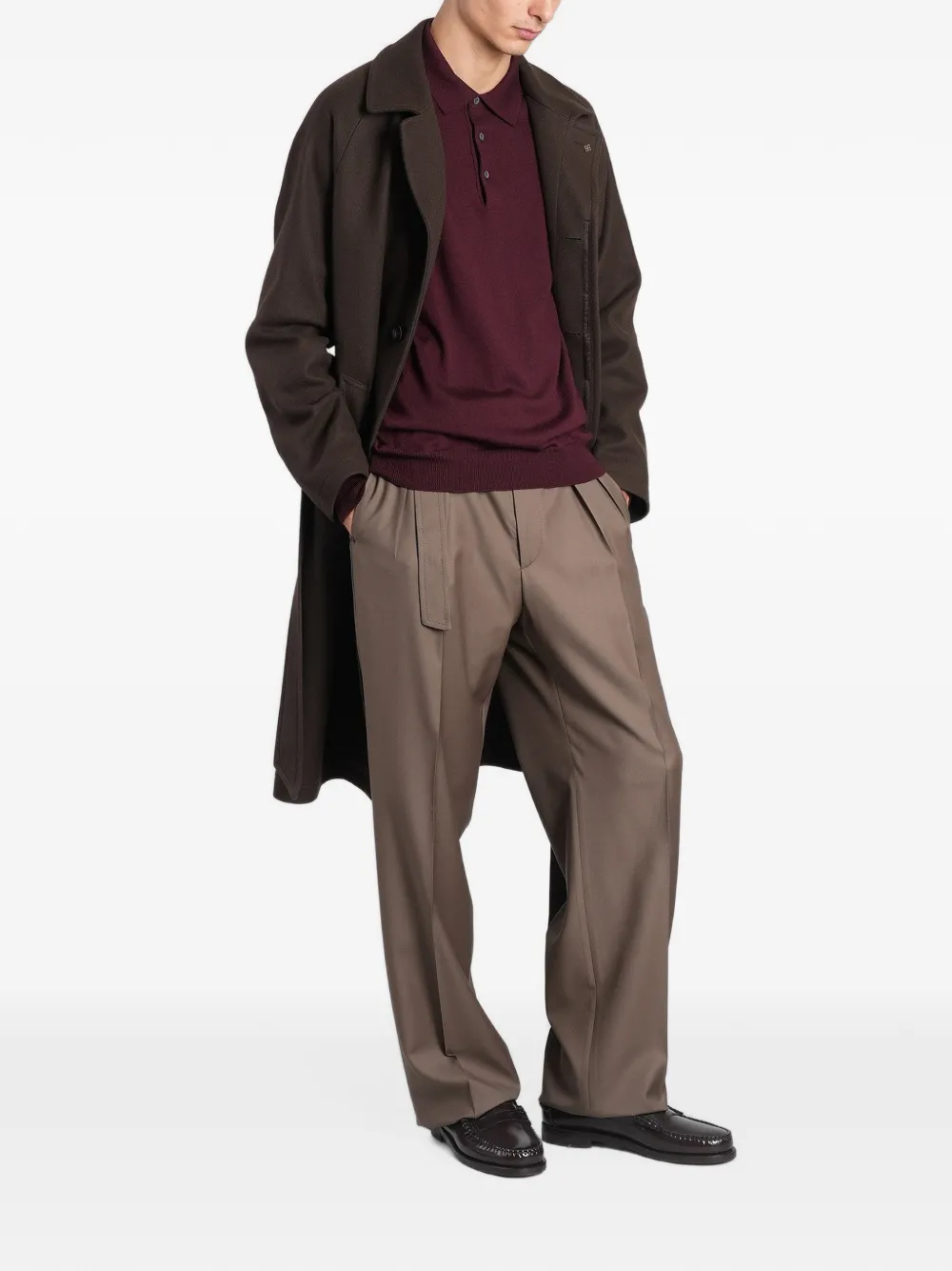 Tagliatore belted raglan-sleeve coat Bruin