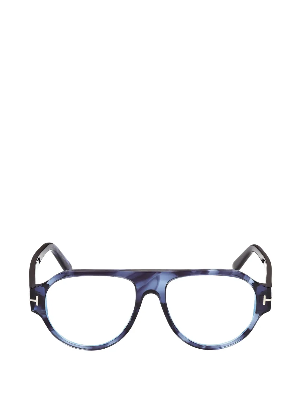 TOM FORD Eyewear tortoiseshell-effect pilot-frame glasses - Blu