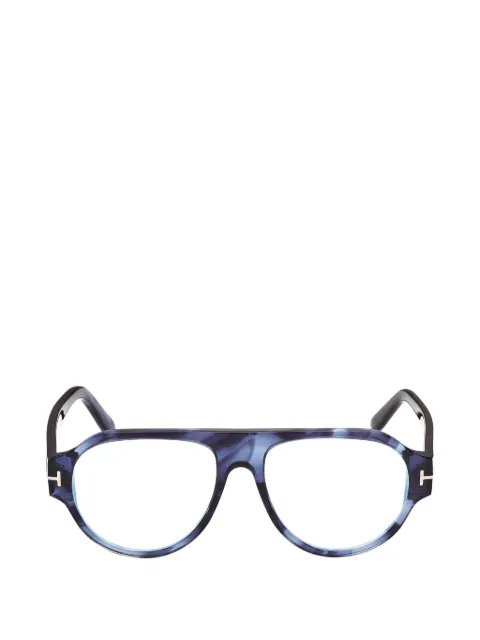 TOM FORD Eyewear tortoiseshell-effect pilot-frame glasses