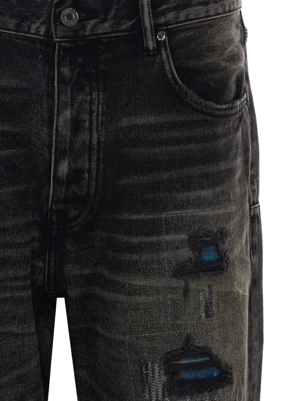 Purple Brand Gerafelde ruimvallende jeans Zwart