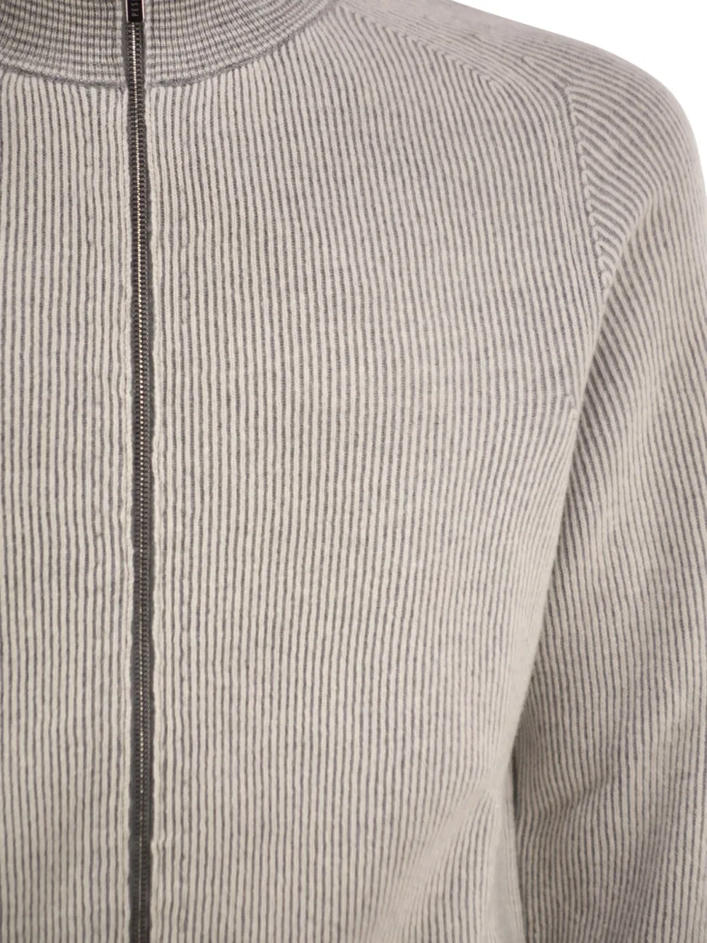 Peserico ribbed zip-up wool cardigan Grijs
