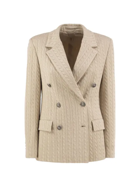 Brunello Cucinelli sparkling cotton and viscose English rib knit blazer with Monili