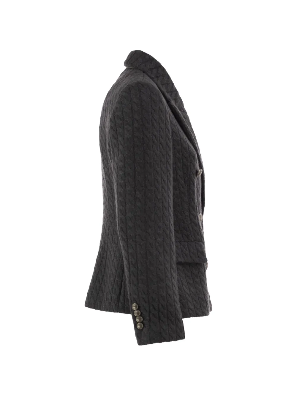 Brunello Cucinelli Kabelgebreide blazer met dubbele rij knopen Grijs