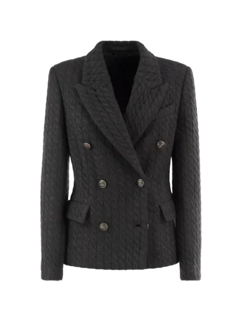 Brunello Cucinelli double-breasted cable-knit blazer