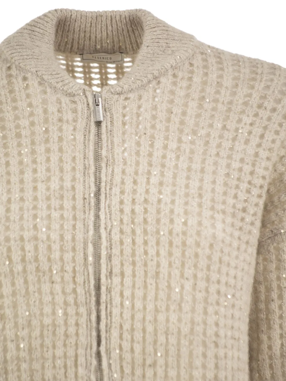Peserico Wafelgebreid vest verfraaid met pailletten Beige