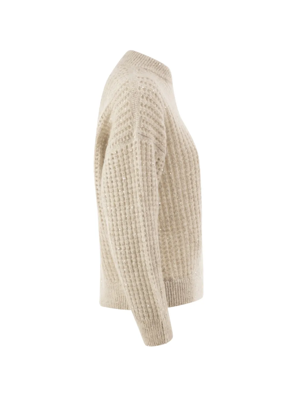 Peserico Wafelgebreid vest verfraaid met pailletten Beige
