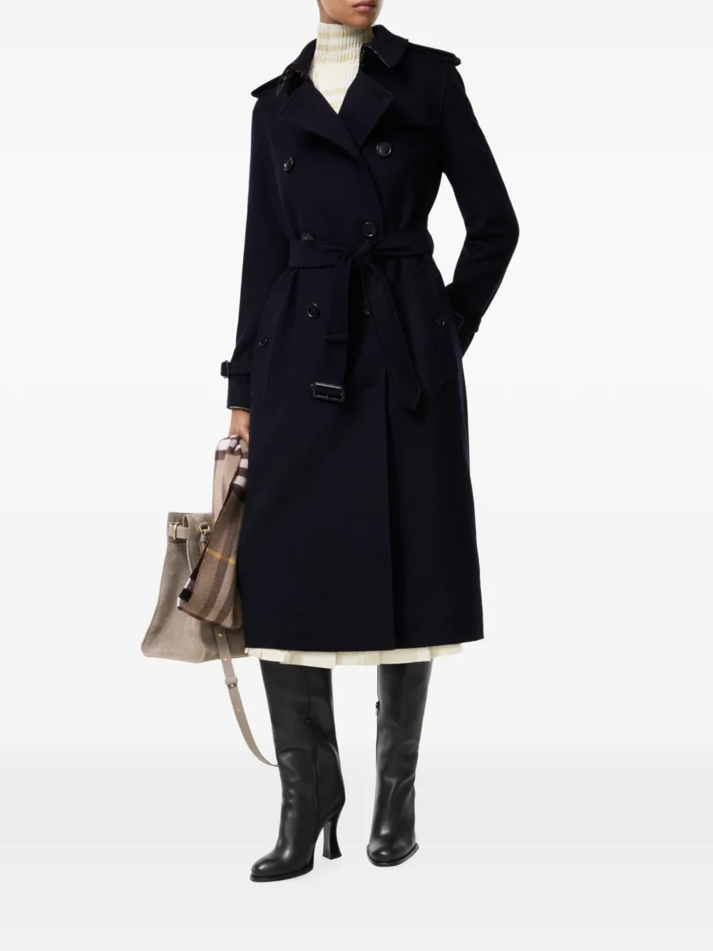 Burberry Kensington kasjmier trenchcoat Blauw