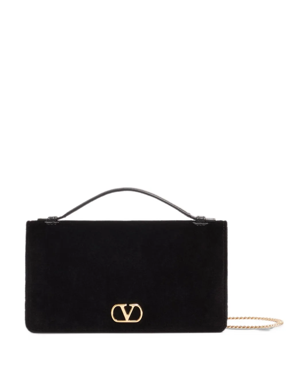 Valentino Garavani VLogo Signature chain wallet in velvet Zwart