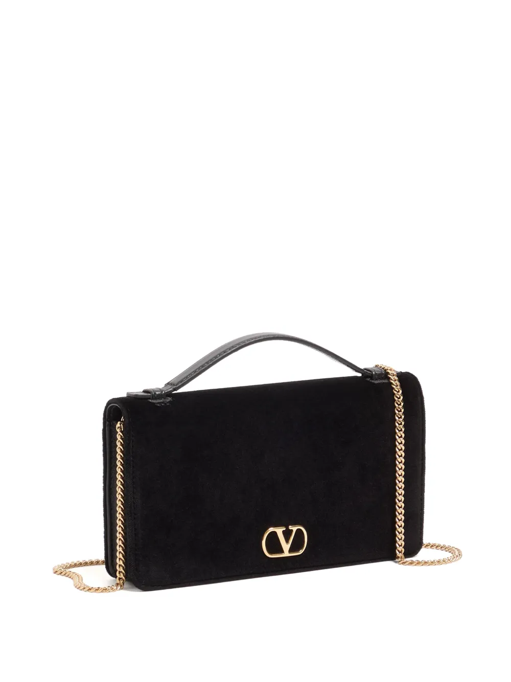Valentino Garavani VLogo Signature chain wallet in velvet Zwart