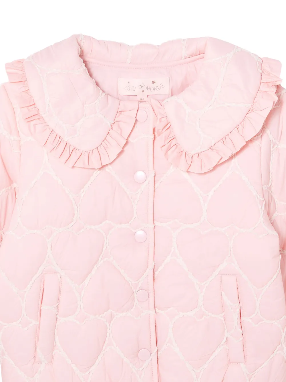 Tutu Du Monde Gewatteerd jack met hart-patroon en ruches Roze