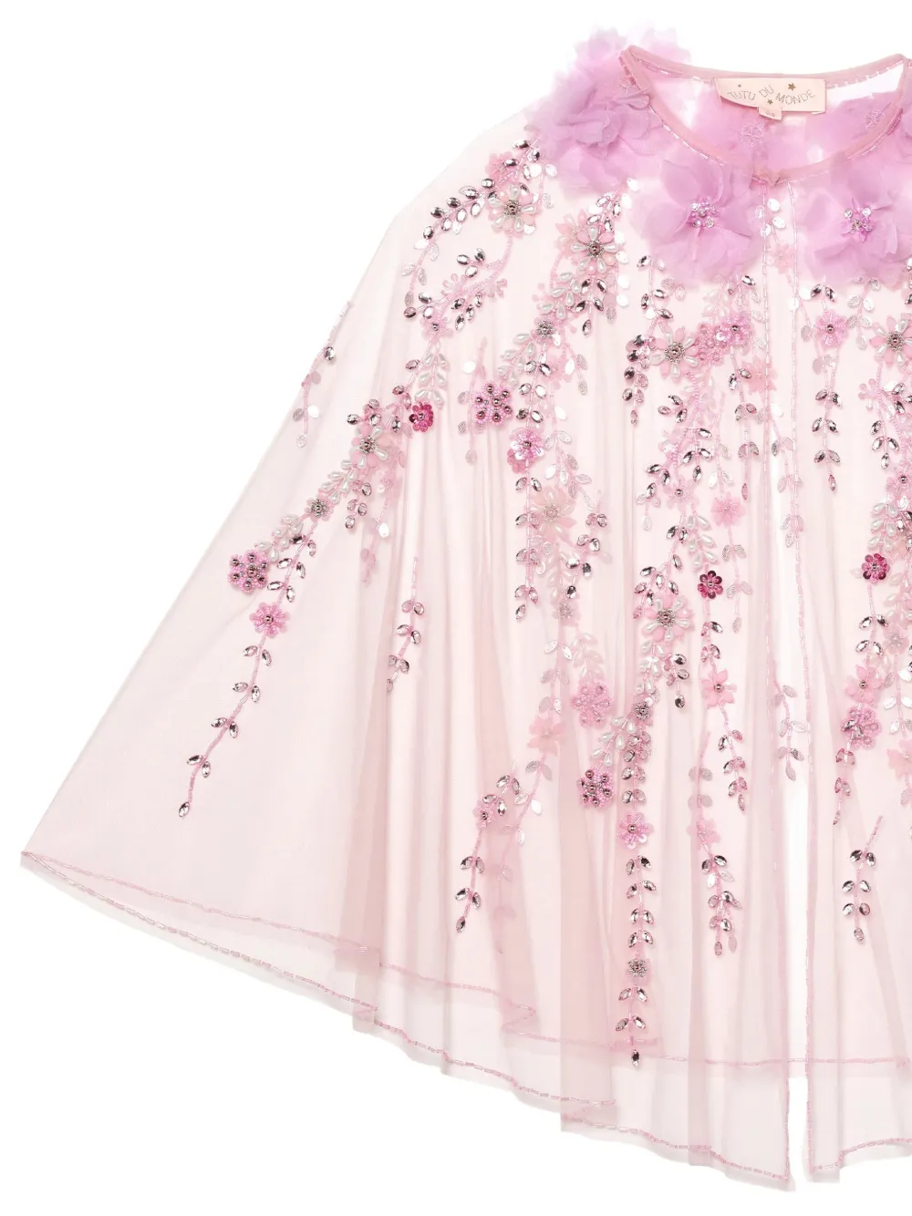Tutu Du Monde Gstaad Glamour cape verfraaid met bloemen Roze