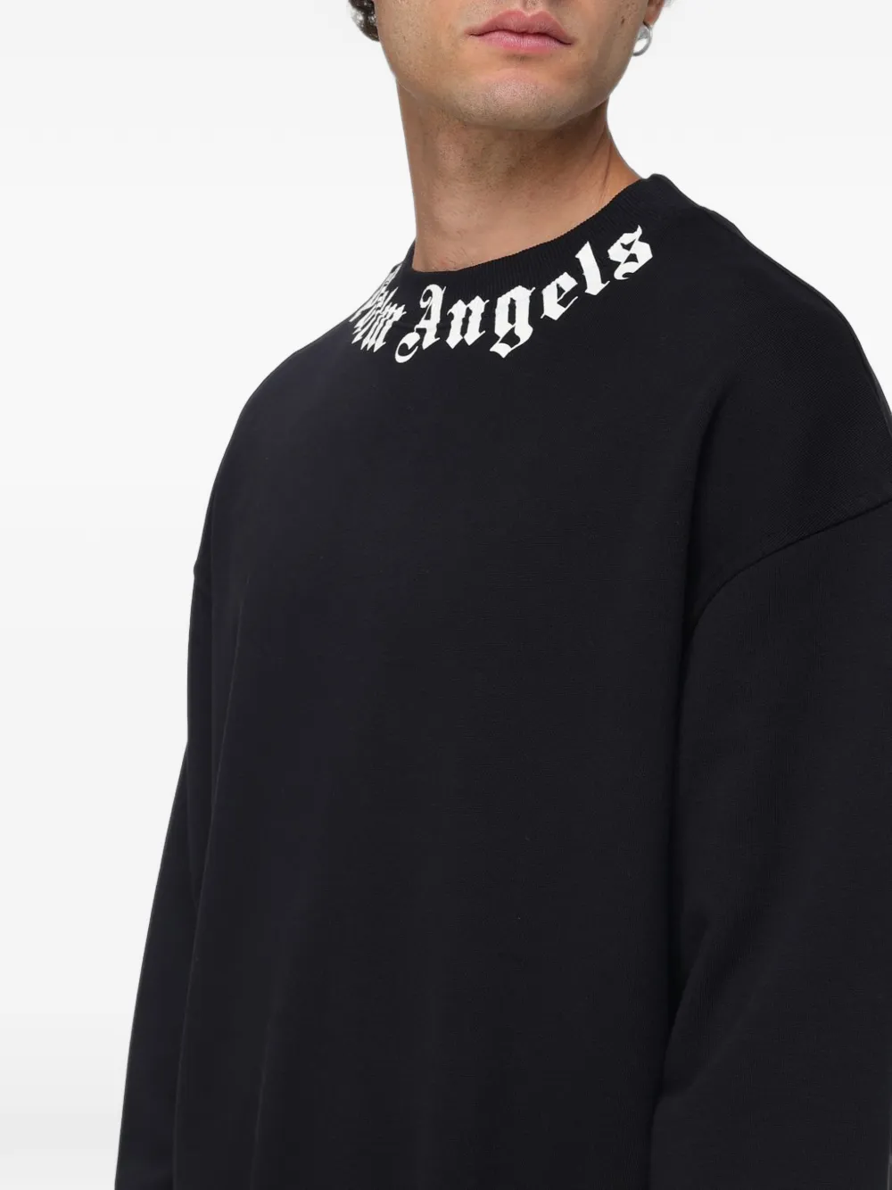 Palm Angels logo-neck sweatshirt Zwart