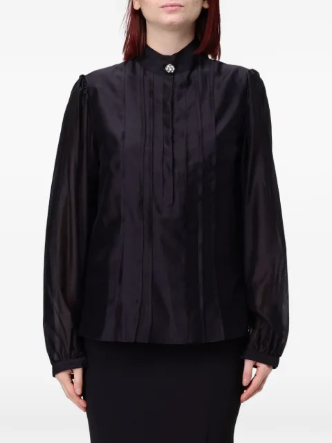 Hanita crystal-embellished pintuck-detail blouse