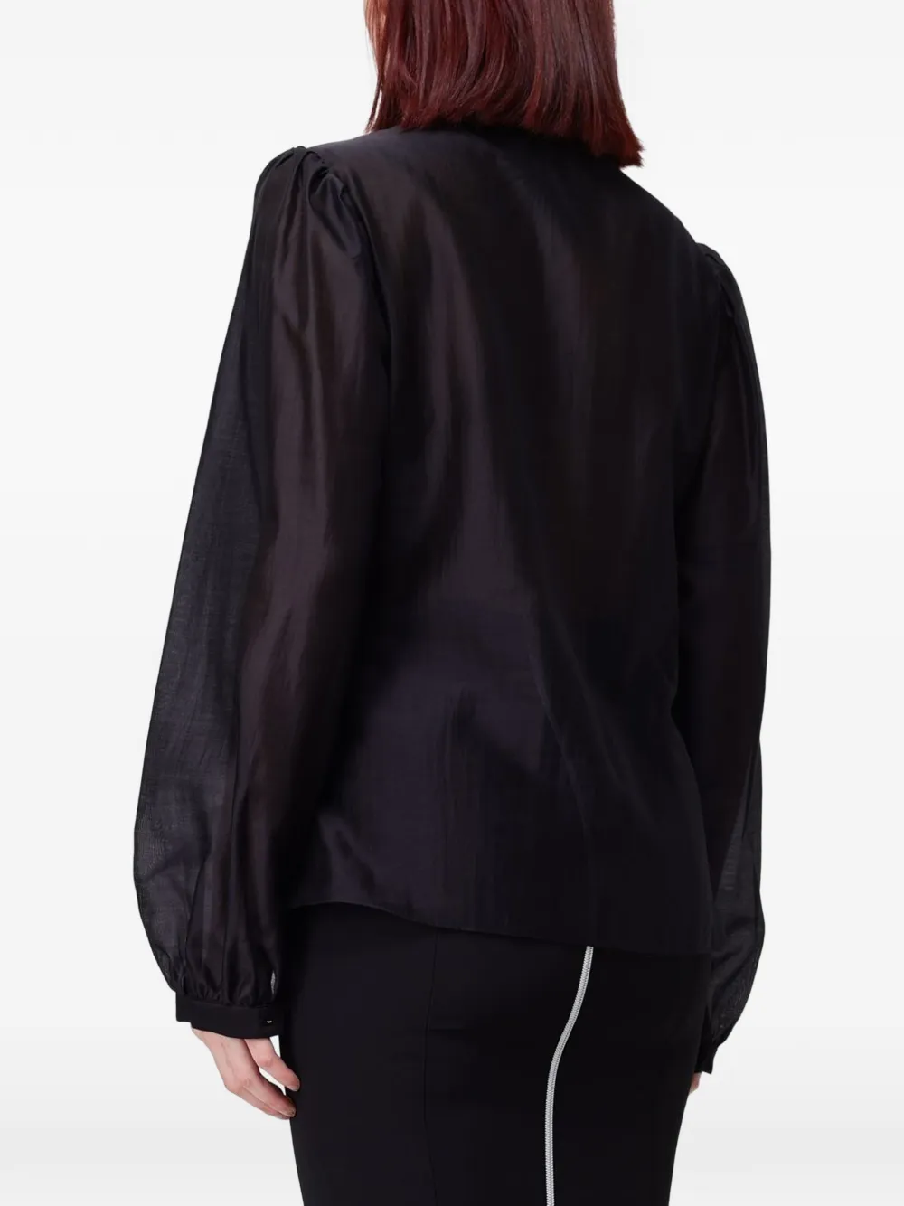 Hanita Blouse verfraaid met kristallen en gesmockt detail Zwart