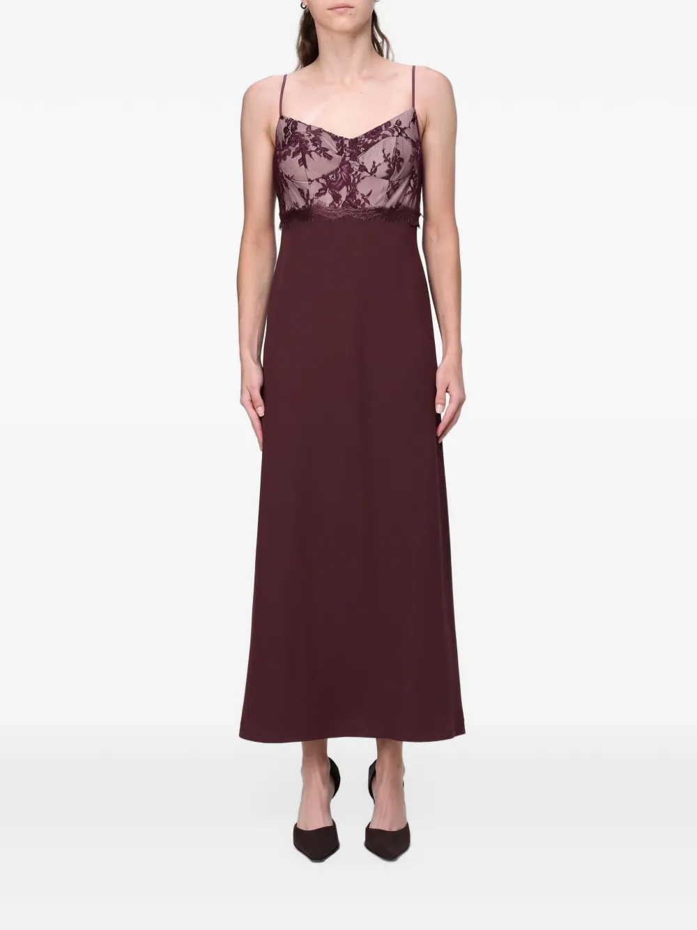 Hanita lace-panelled camisole maxi dress - Rosso
