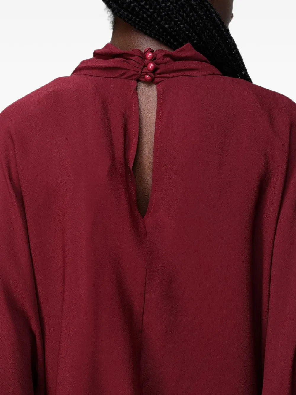 Hanita sequin-cuff high-neck top Rood