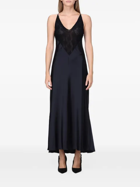 Hanita lace-panelled satin maxi dress