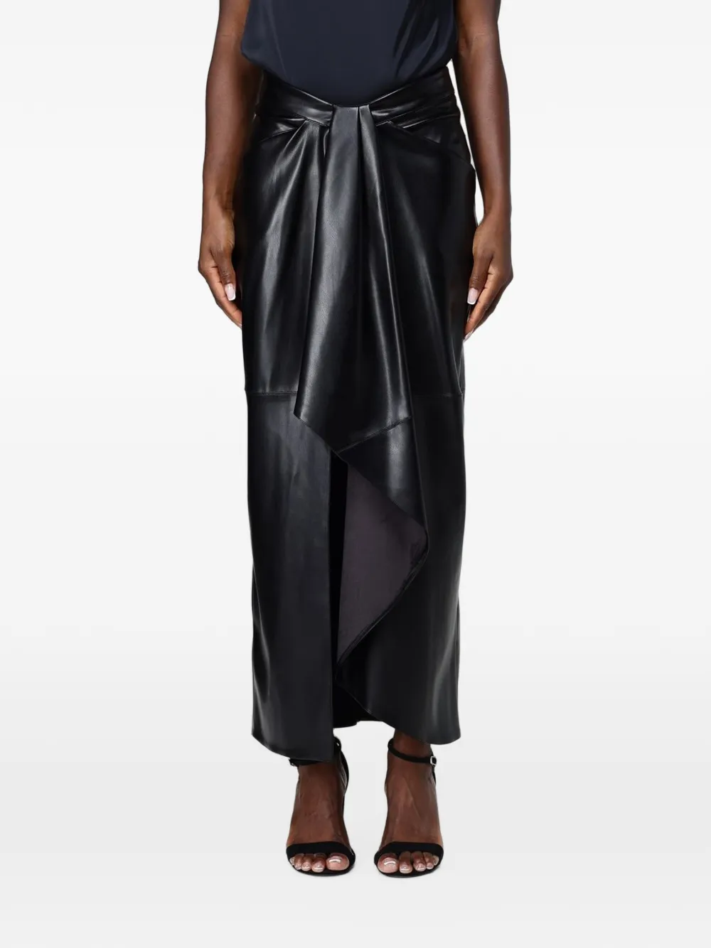 Hanita draped faux-leather skirt