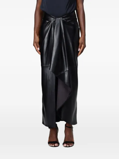 Hanita draped faux-leather skirt