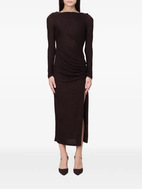 Hanita glitter-effect ruched midi dress