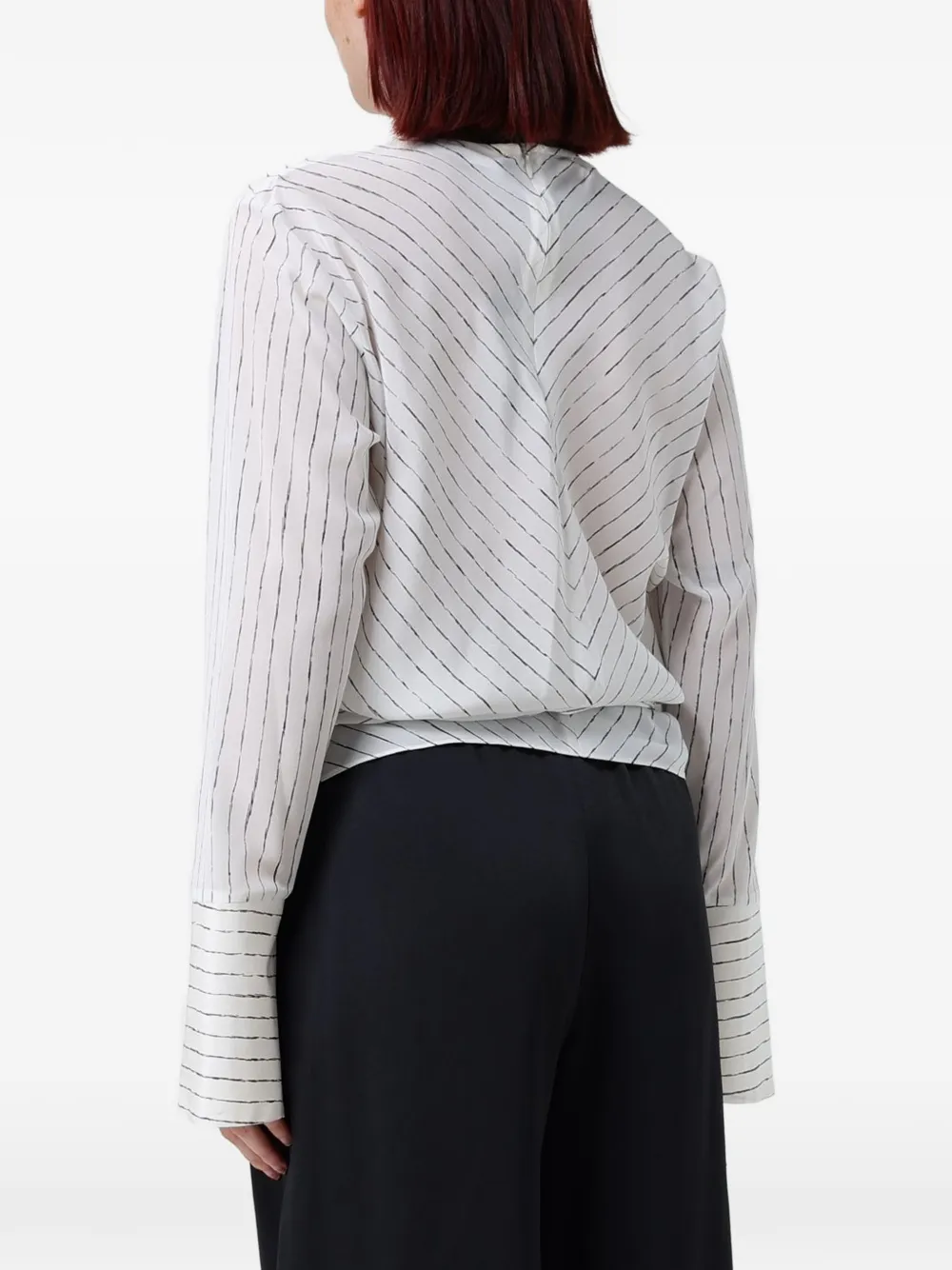 Fabiana Filippi Gestreepte wikkelblouse Wit