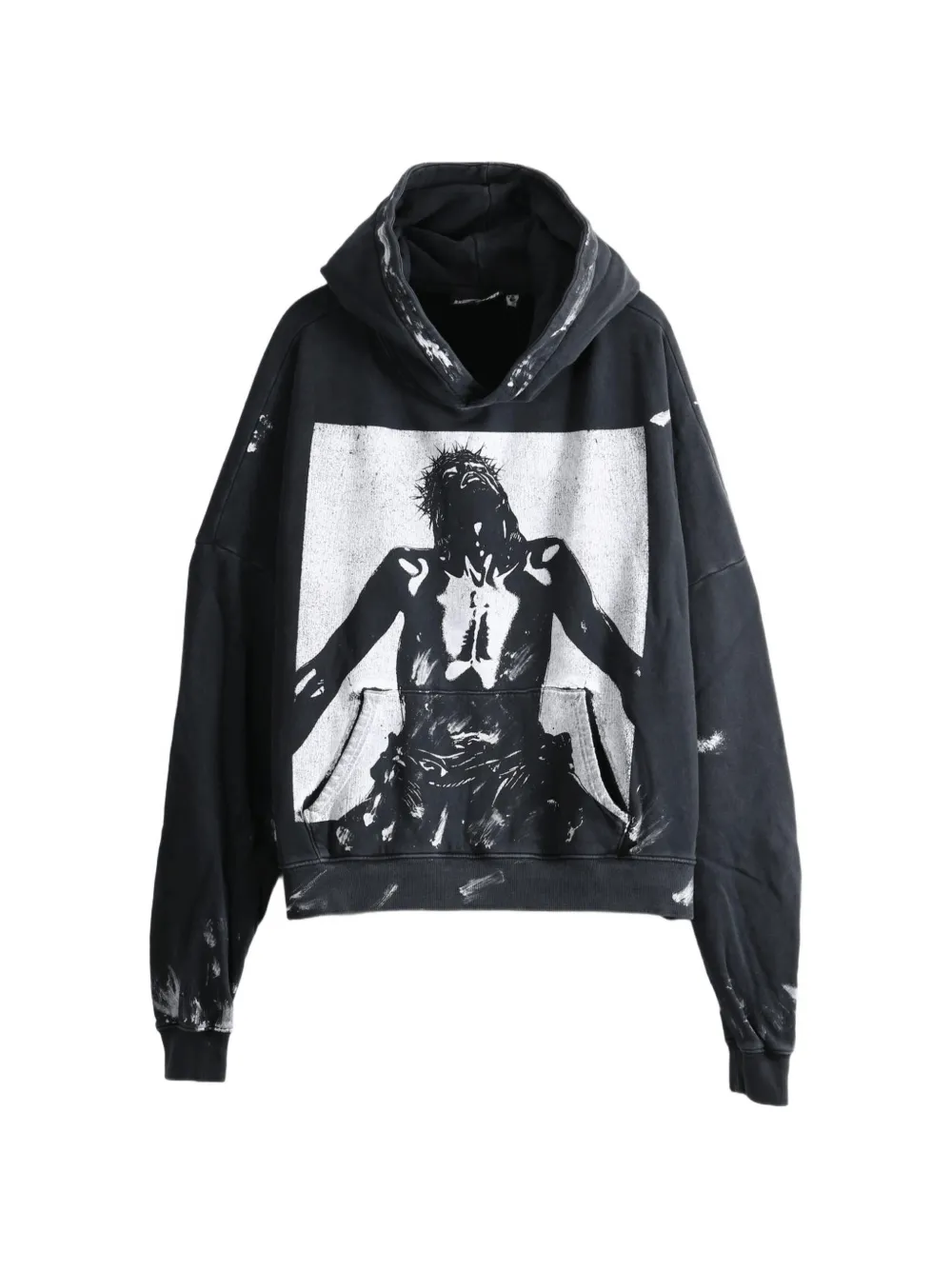 HELLSTAR Reverse Mercy graphic-print distressed hoodie - Nero