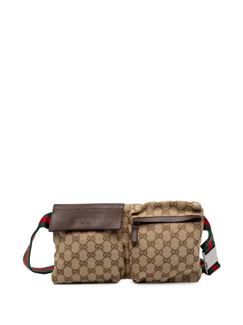 Gucci Pre-Owned 2000-2015 cangurera de lona GG con detalle Web y doble bolsillo