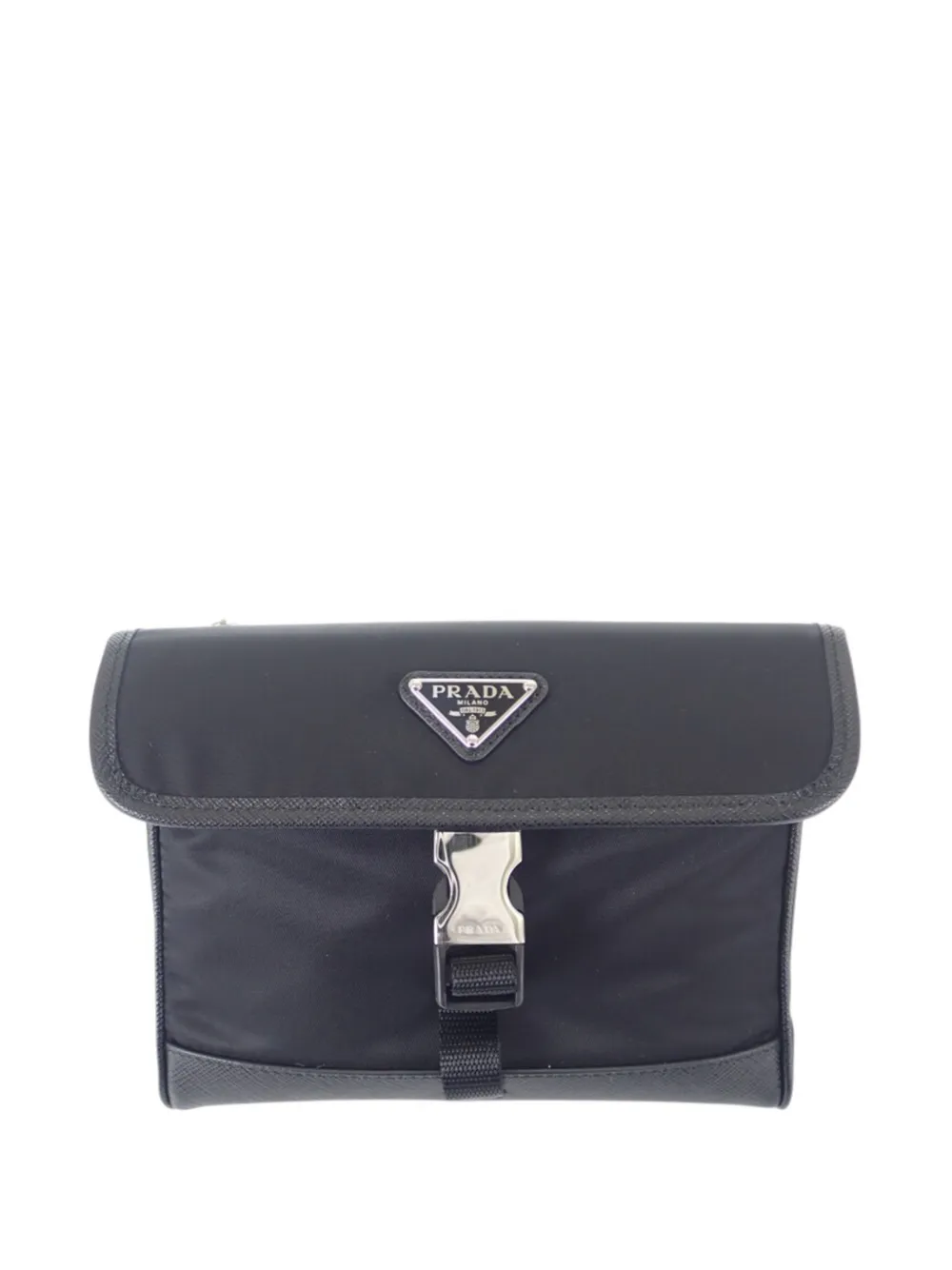 Prada Pre-Owned 2013-2026 Saffiano Tessuto Umhängetasche mit Schnalle - Schwarz