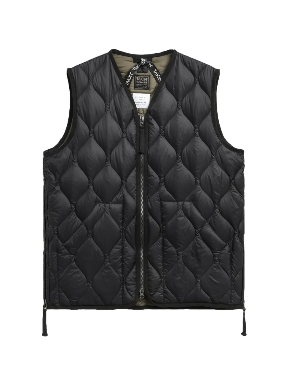 Taion V-neck Military Quilted Gilet In Black