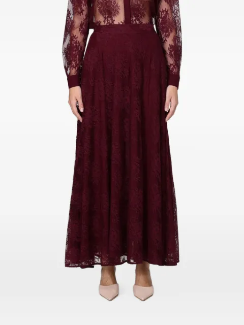 Hanita floral-lace flared maxi skirt