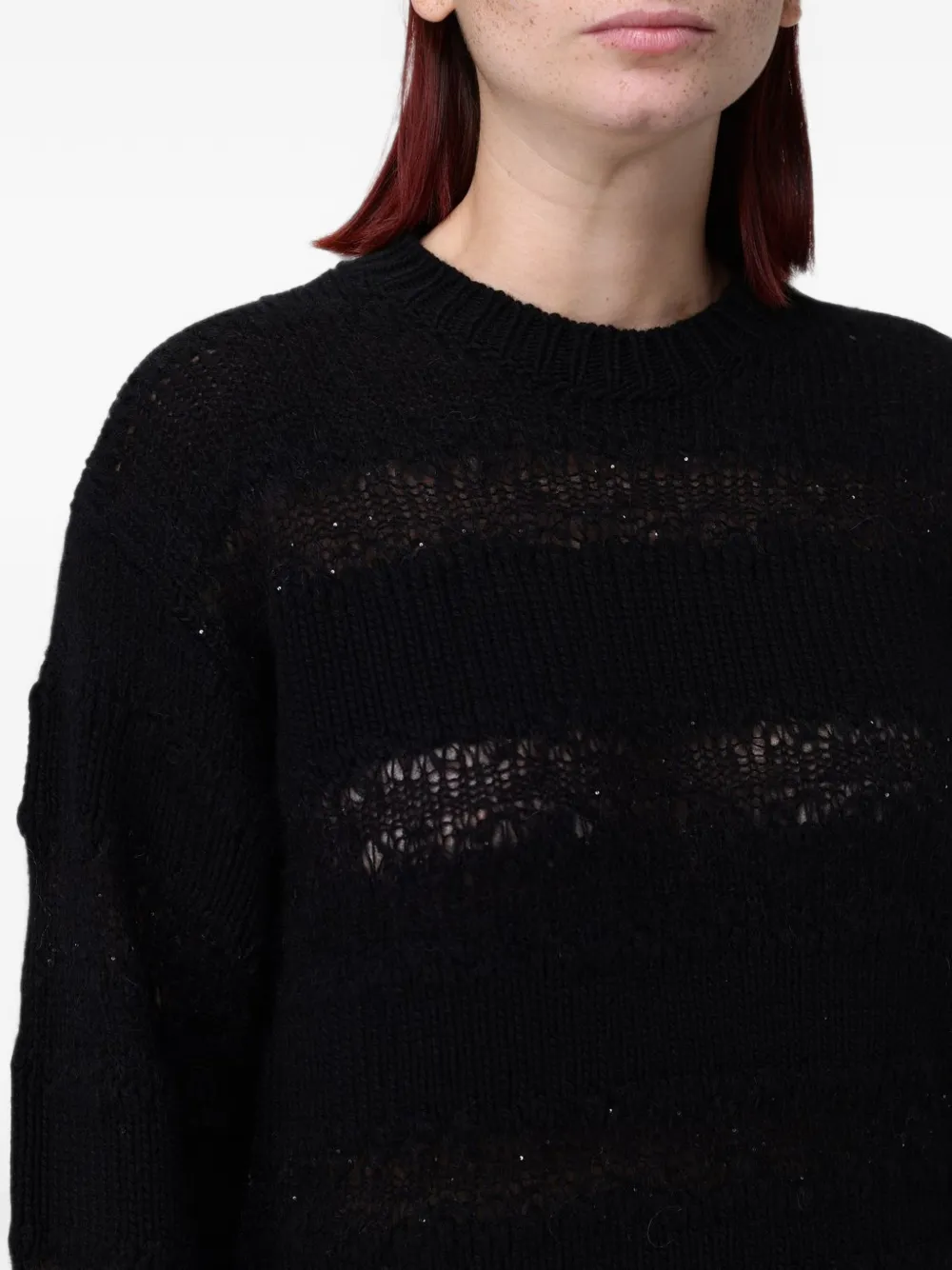 Fabiana Filippi sequin-embellished open-knit sweater Zwart