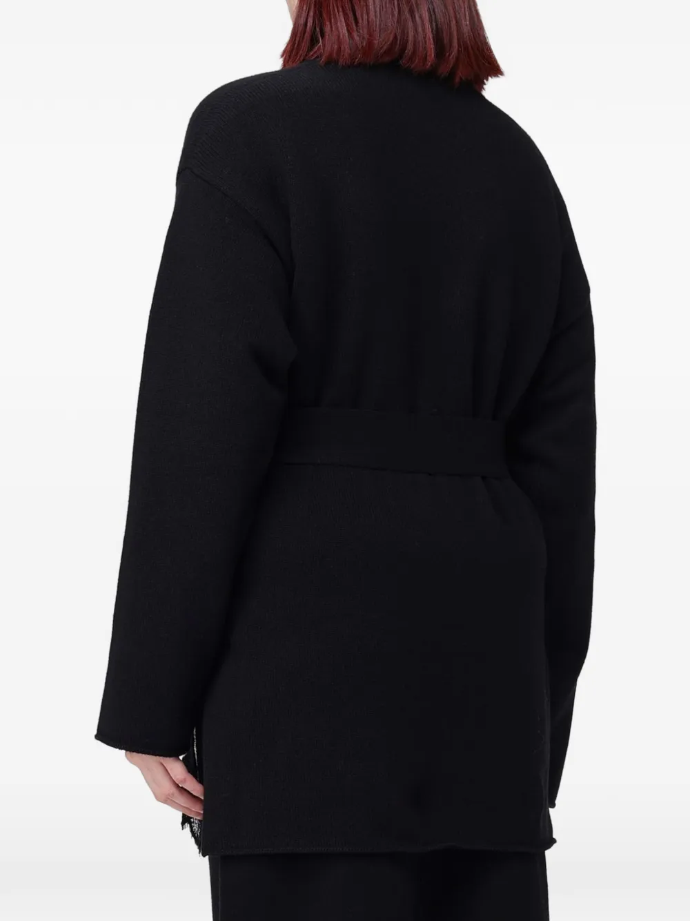 Fabiana Filippi Platinum lace-trim belted cardigan Zwart