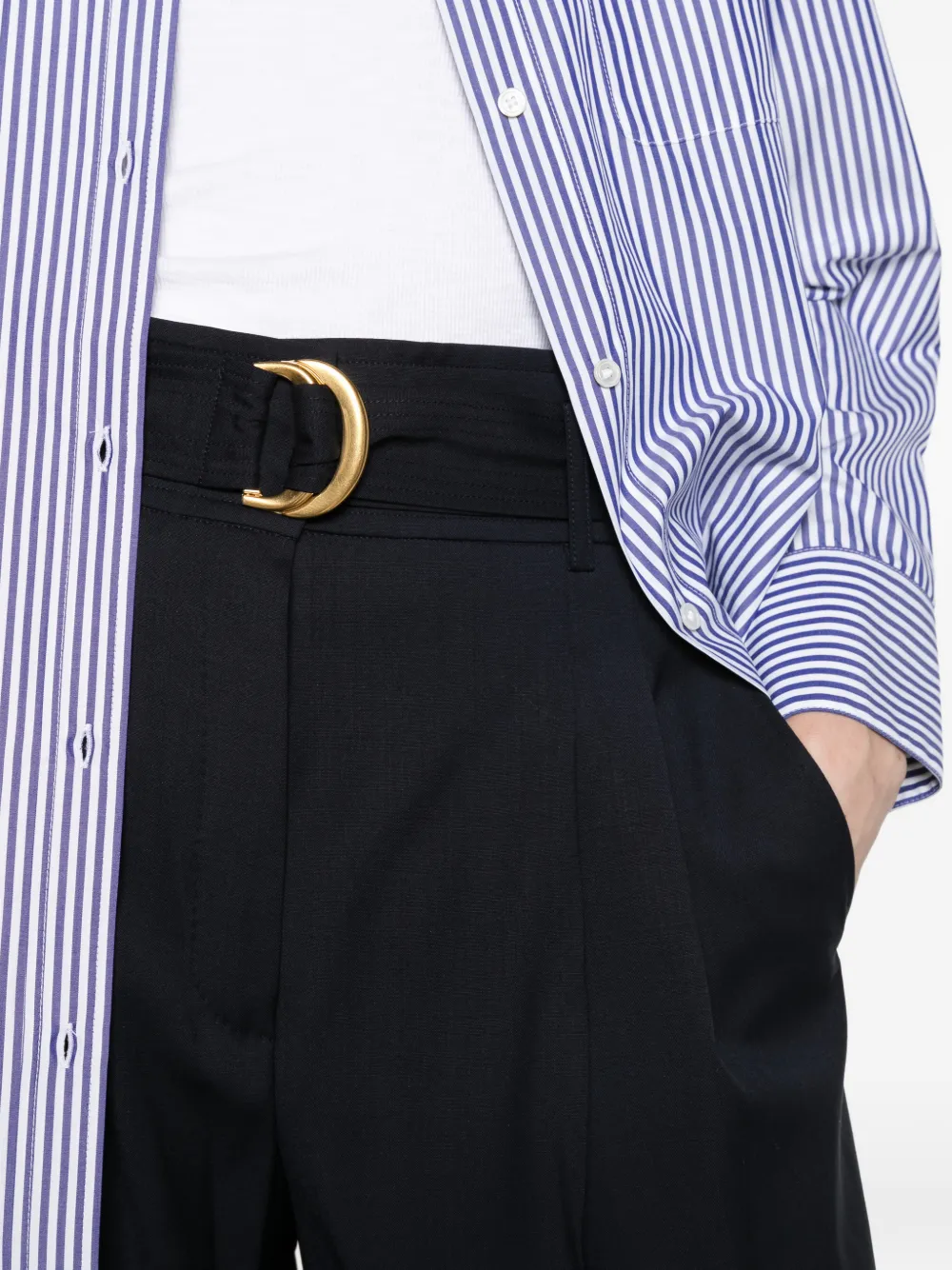 Max Mara high-waisted woollen cloth trousers navy Blauw