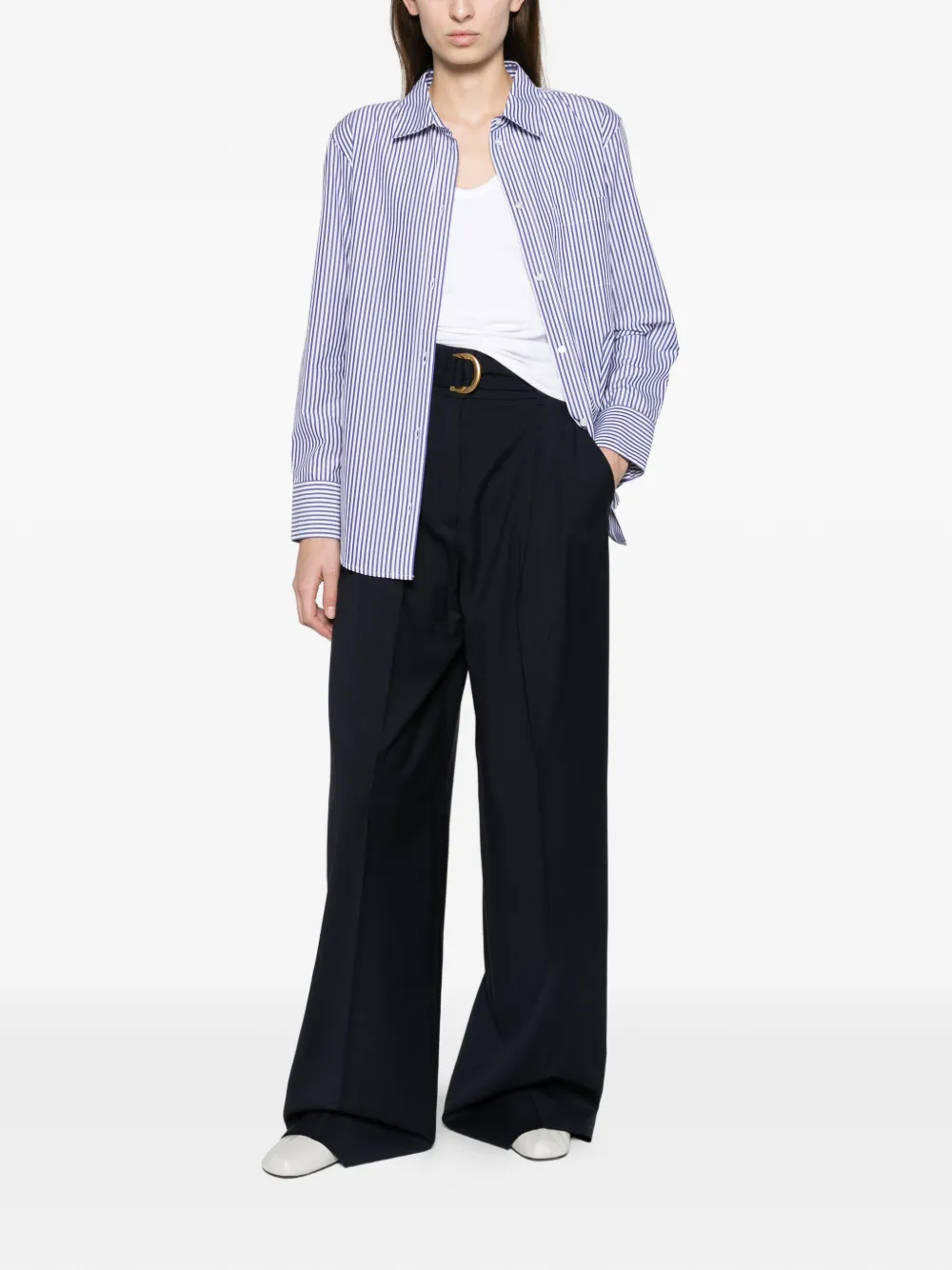 Max Mara high-waisted woollen cloth trousers navy Blauw