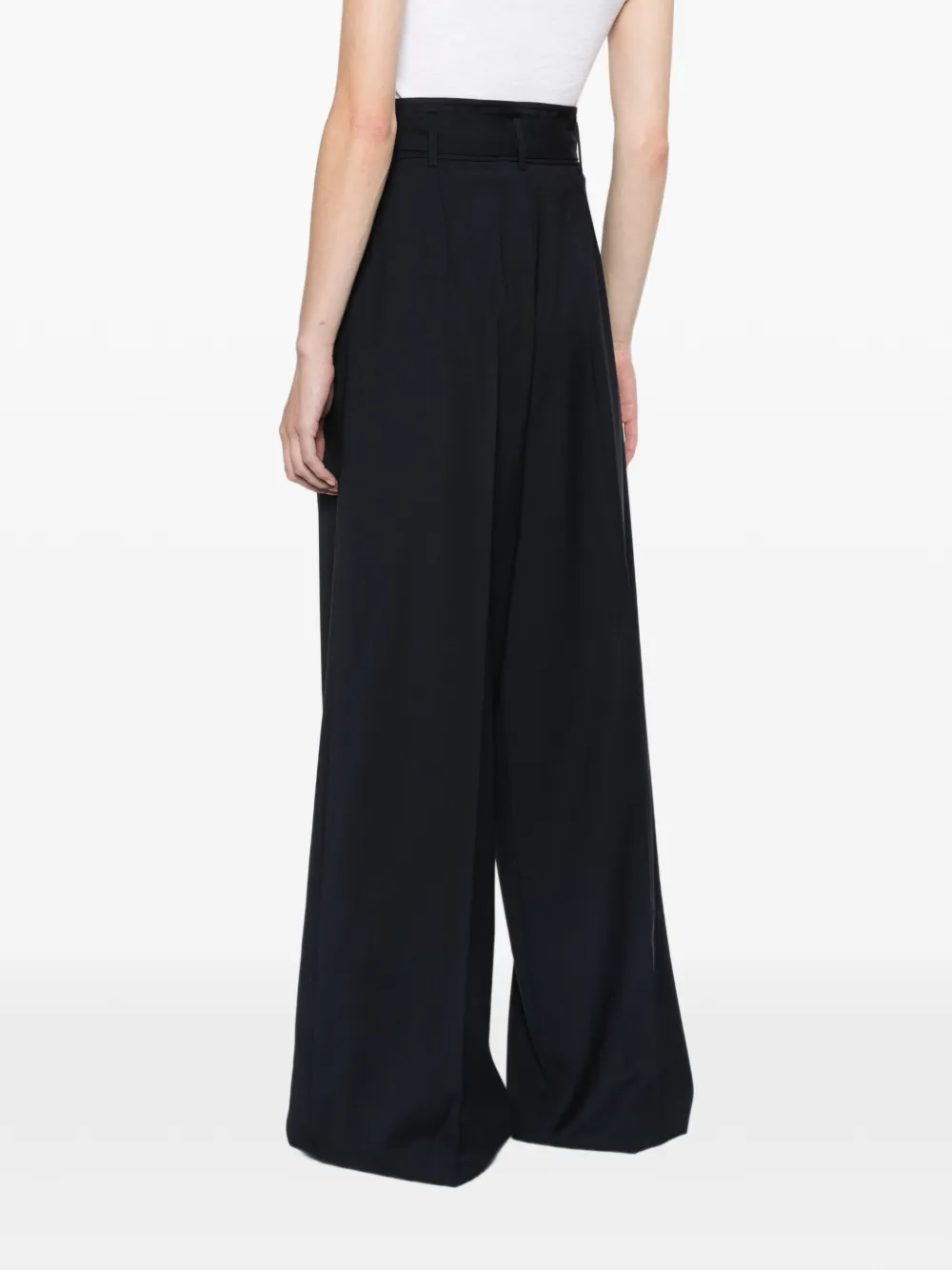 Max Mara high-waisted woollen cloth trousers navy Blauw