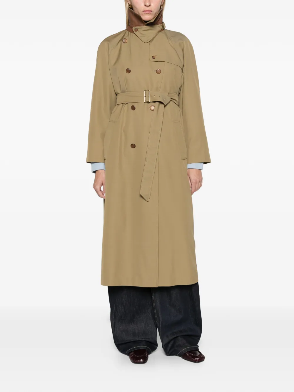 Max Mara water-repellent wool-blend gabardine trench coat kaki Groen