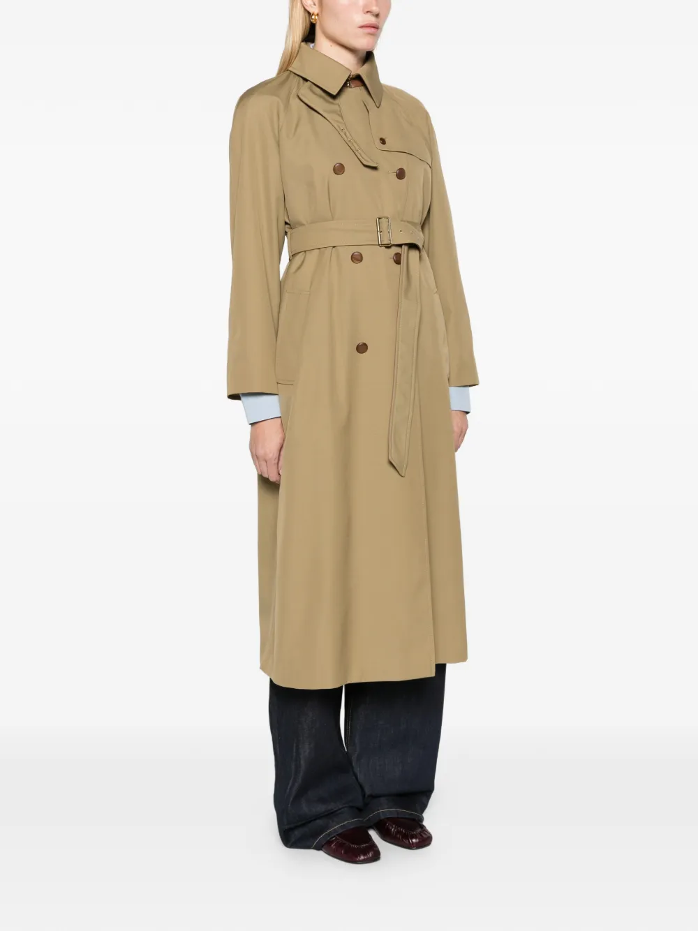Max Mara water-repellent wool-blend gabardine trench coat kaki Groen